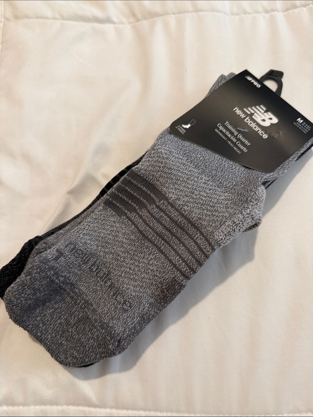 New Balance Heather Gray Athletic Crew Socks - 2 Pair. MED NBPRO